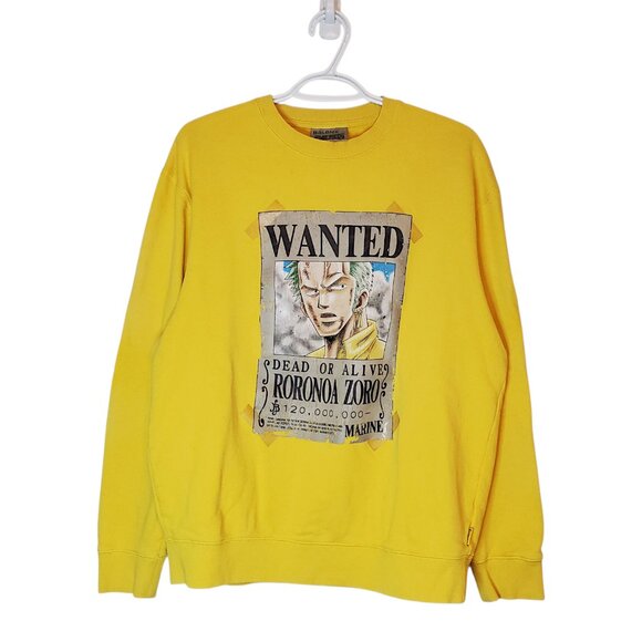 Vintage y2k One Piece Zoro Baleno crewneck yellow size L - Picture 1 of 7